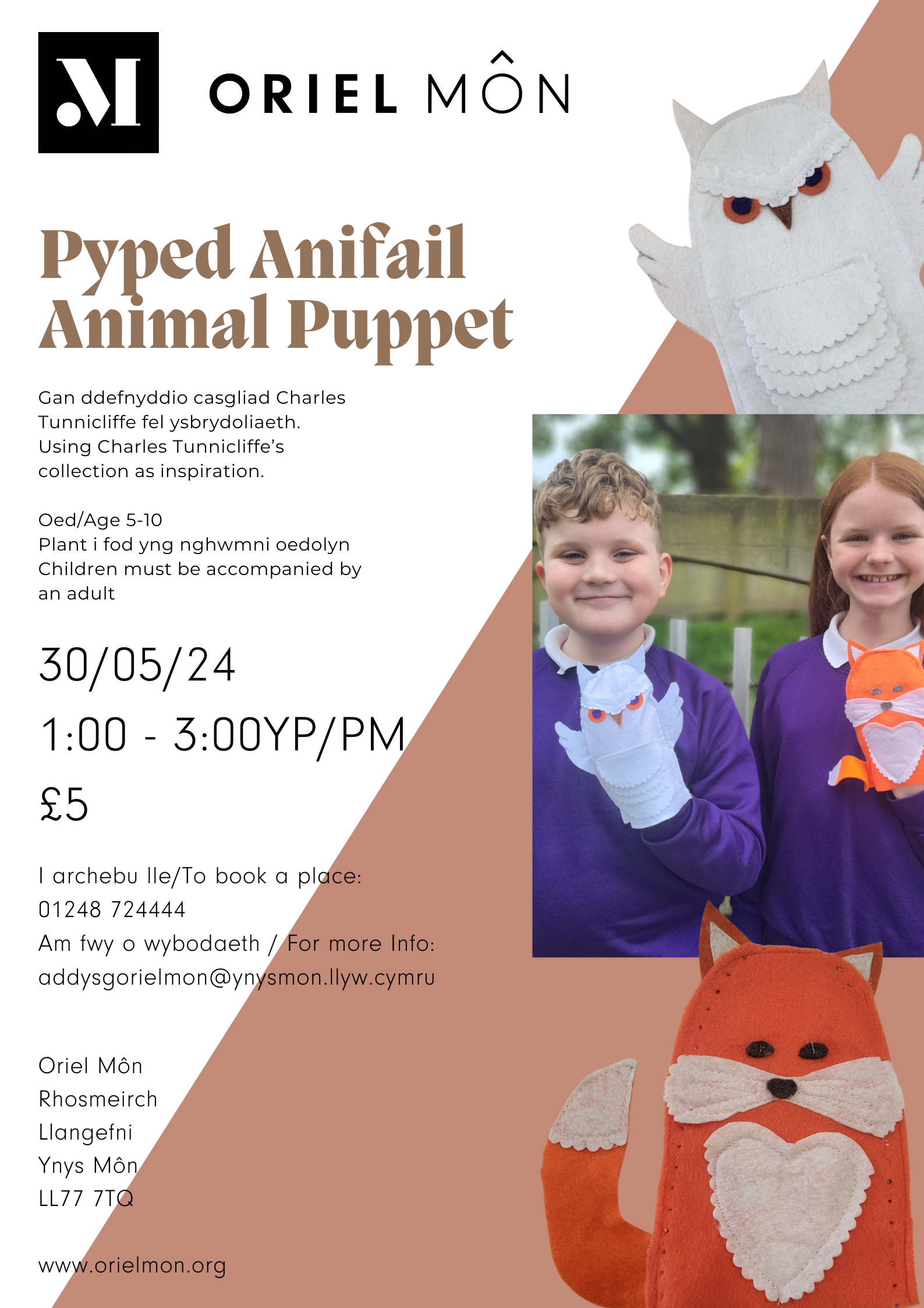 A poster for a children's workshop creating a puppet