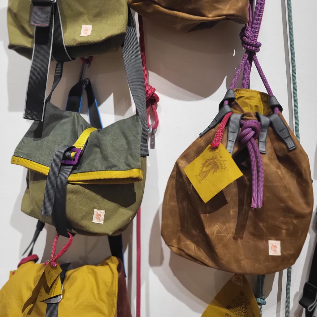 textile bags made out of climbing material