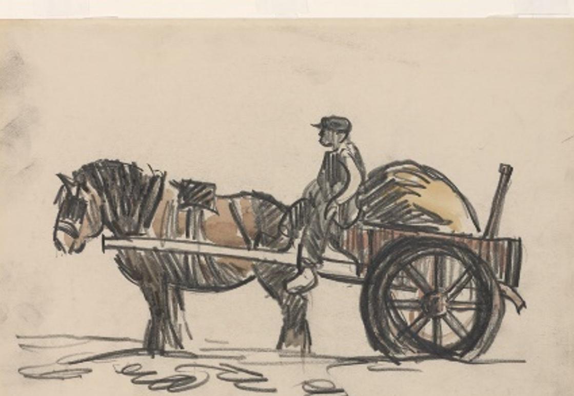 lluniad o ffermwr ar chert