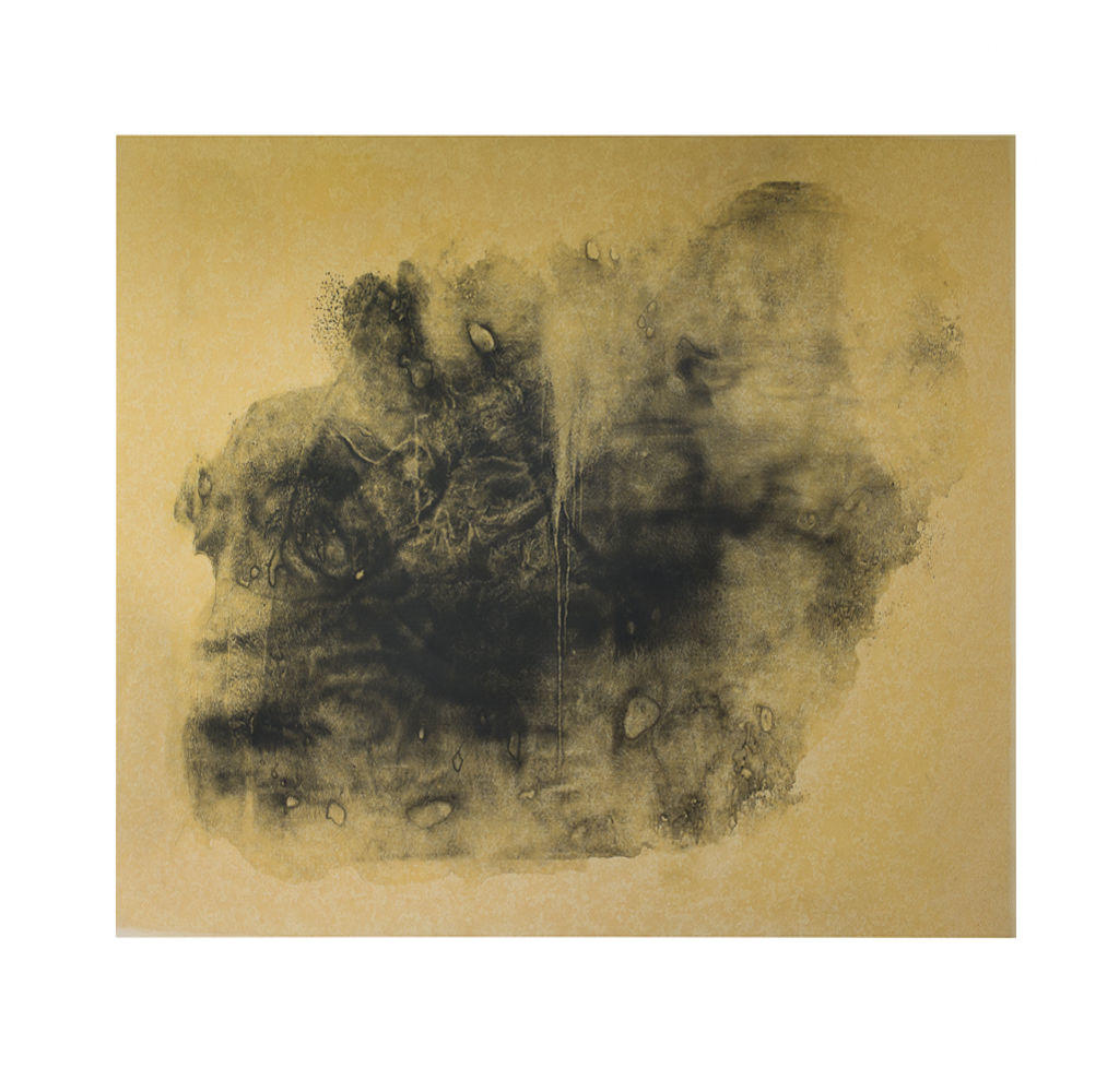 Graphite and oil drawing of a water pool