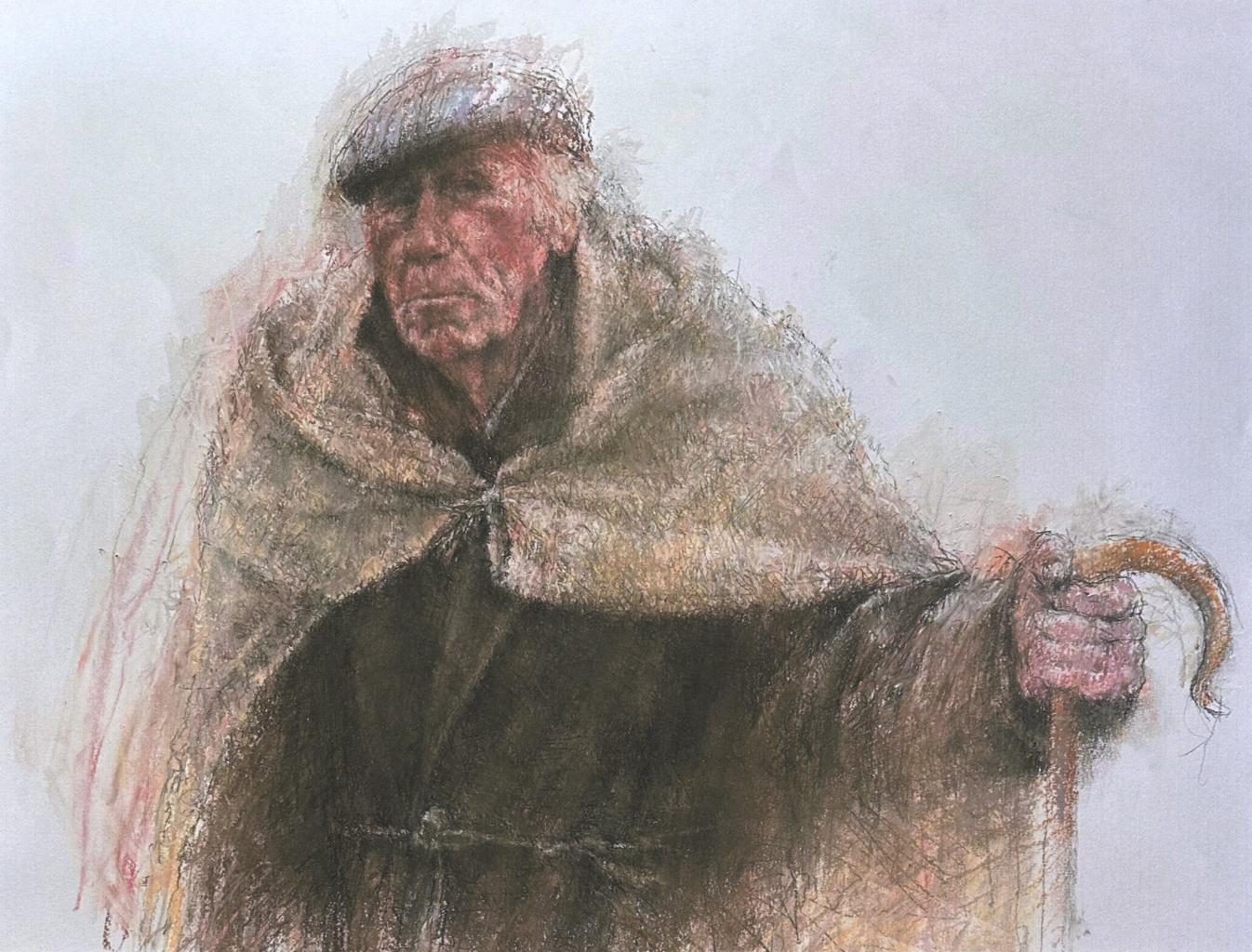 Pastel drawing of a shepard 