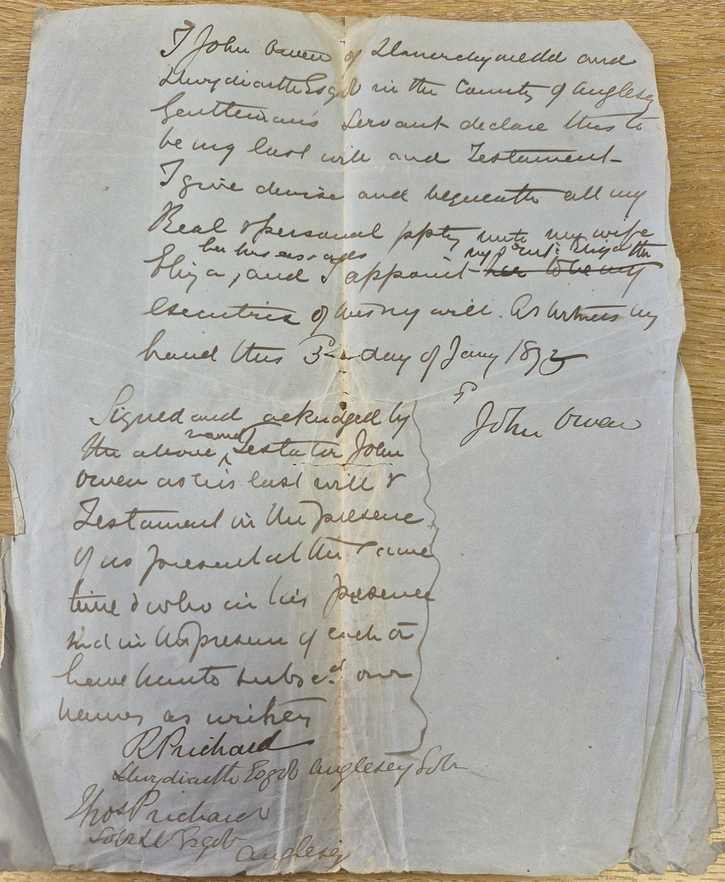 A photograph of a draft deed