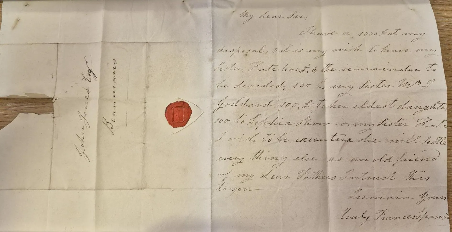 A photograph of a letter.