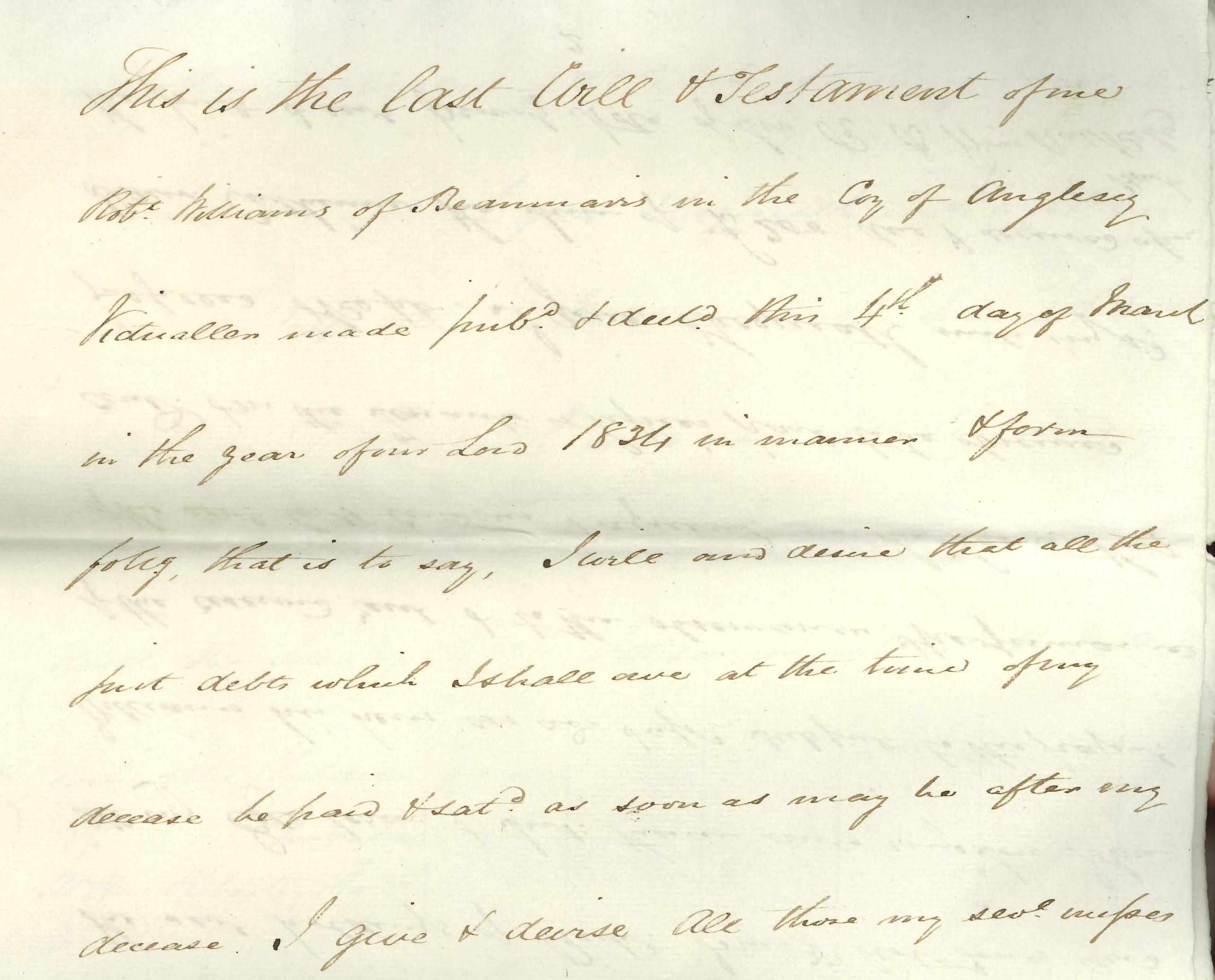 Photograph of a will testament