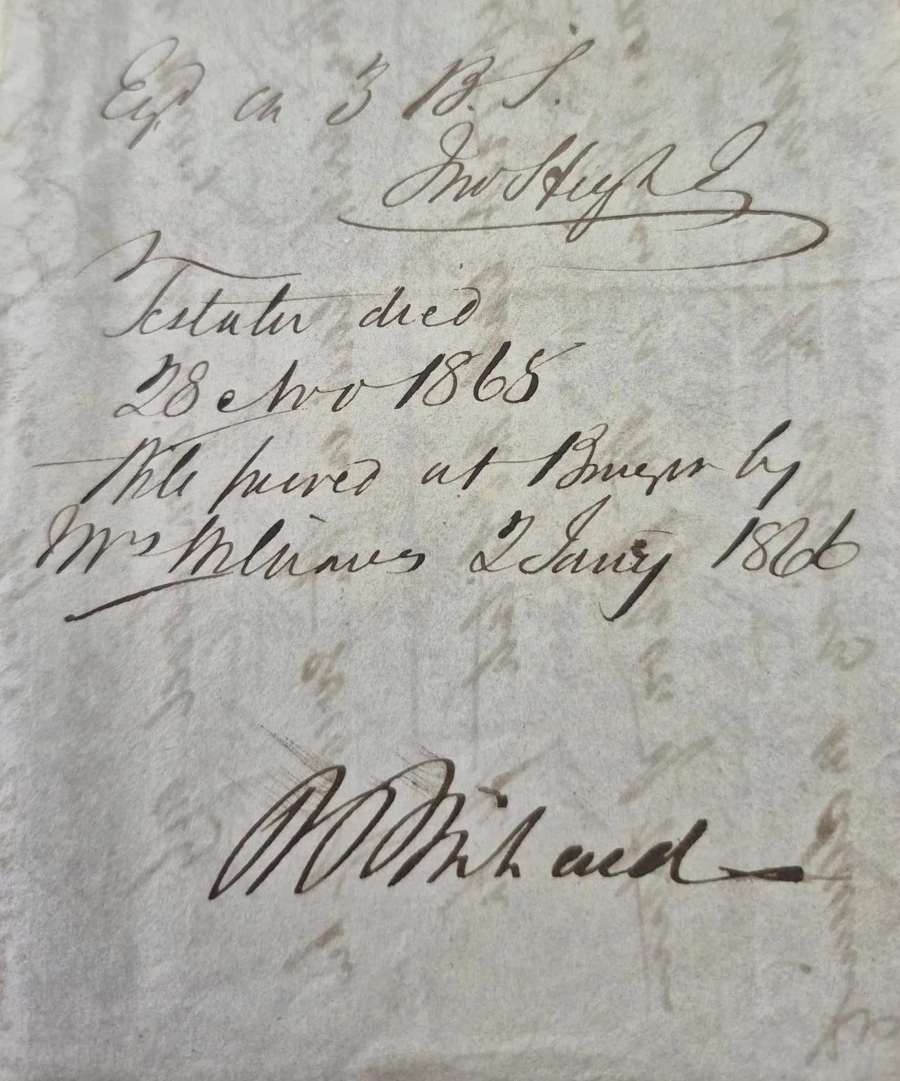 A photograph of a draft deed.