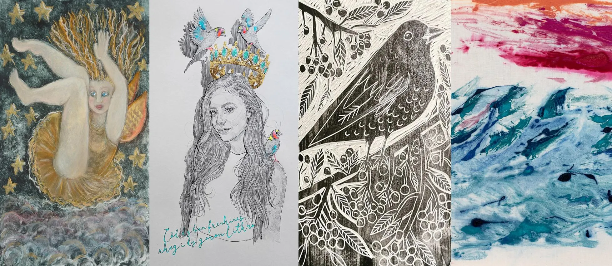 A banner image using all four artists work in row.