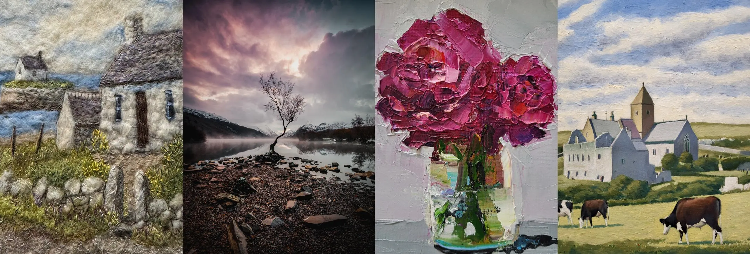 A banner image using all four artists work in row.