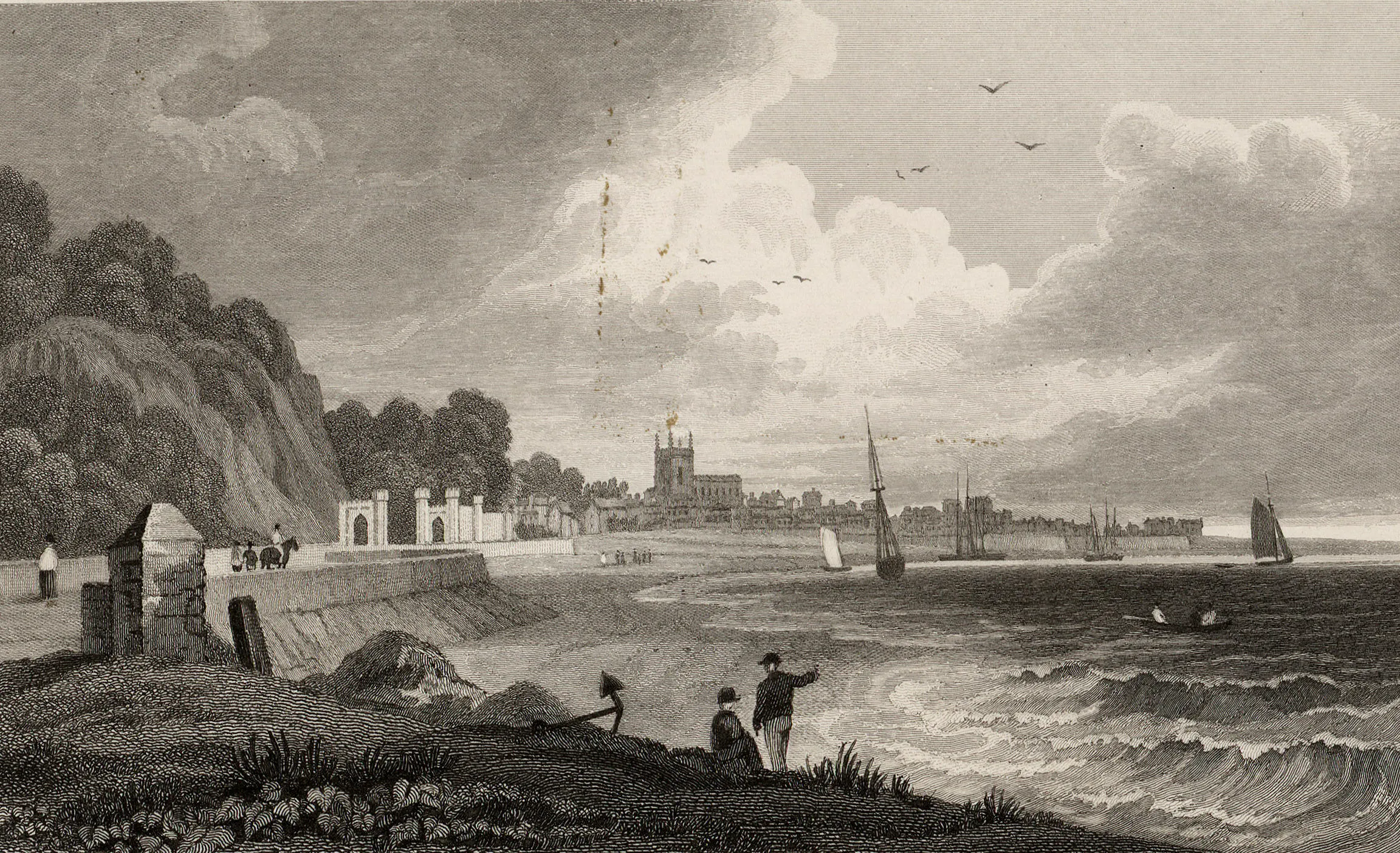 A topographical image of people standing in Beaumaris