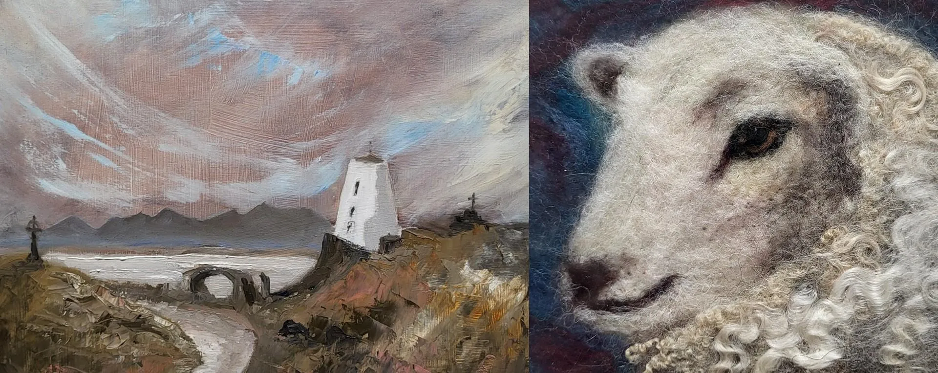 Paentiad o Llanddwyn a ffeltio o ddafad.