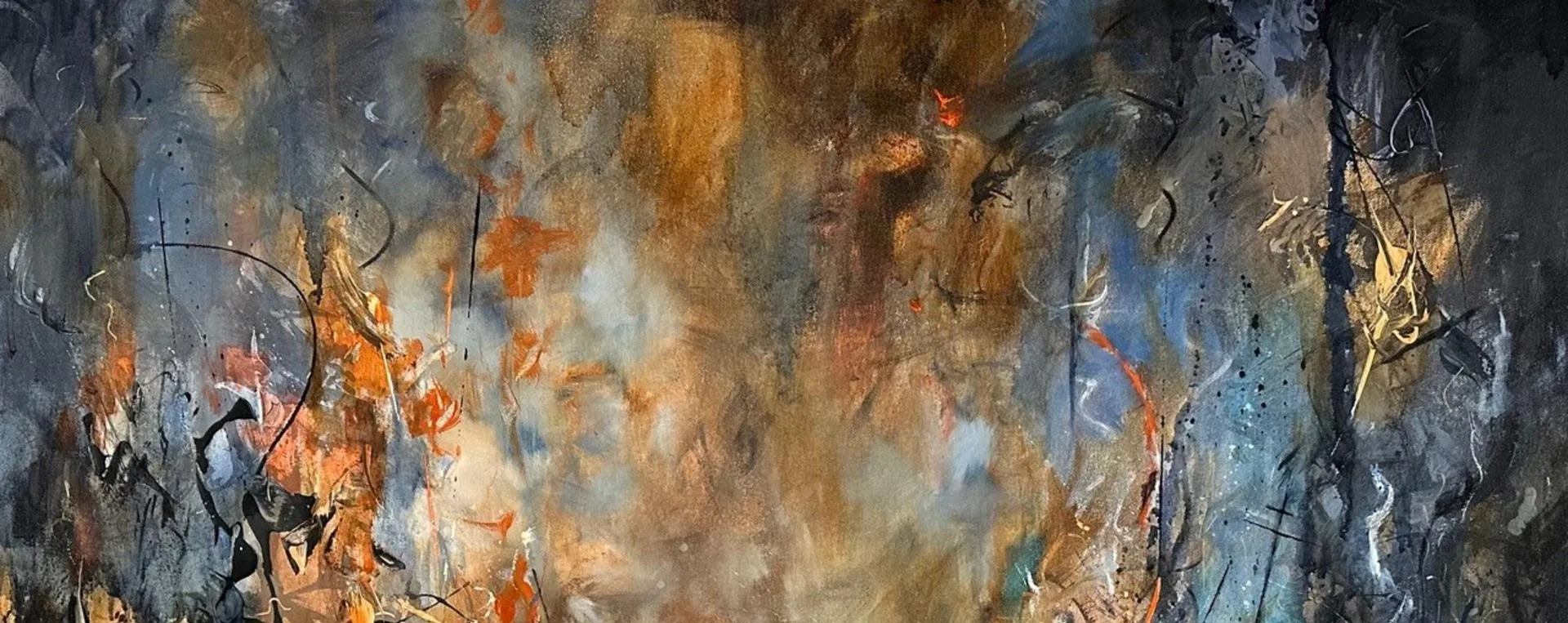 an abstract painting reflecting rage on a shore