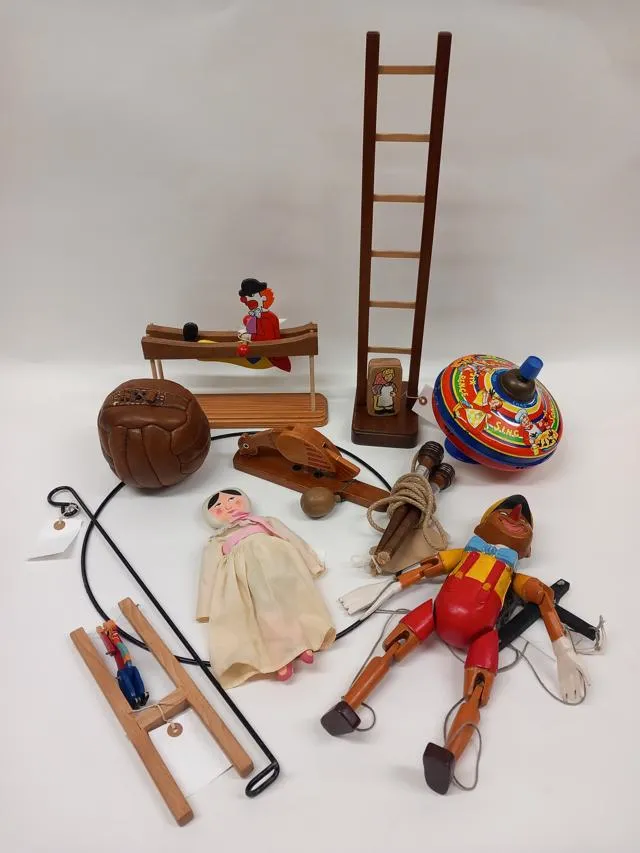 An assortment of old toys.